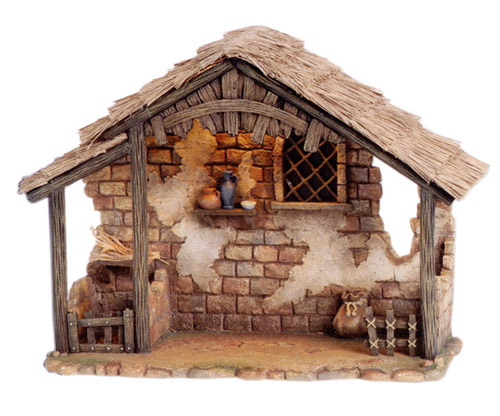 7.5 Inch Scale Lighted Stable by Fontanini: NativitySetStore.com